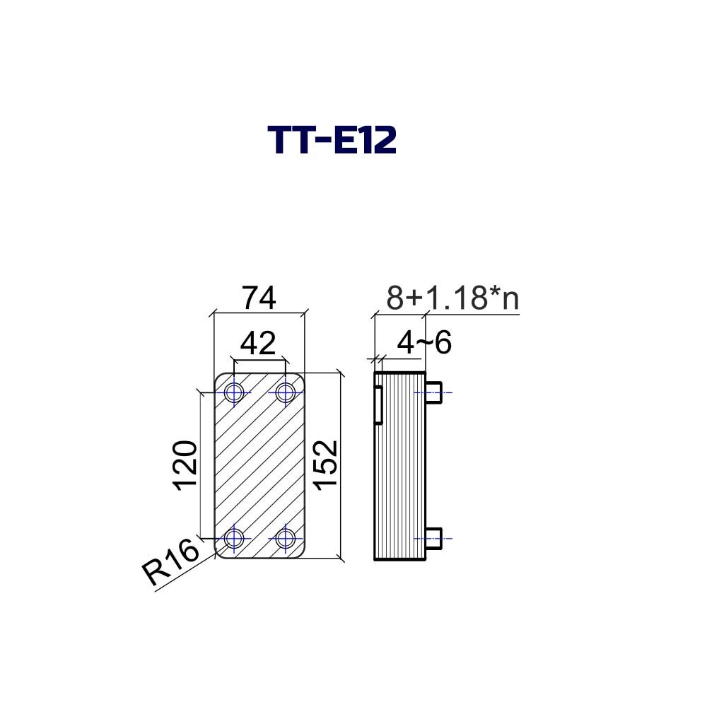 Паяный теплообменник ТТ-E12-12Н-4.5