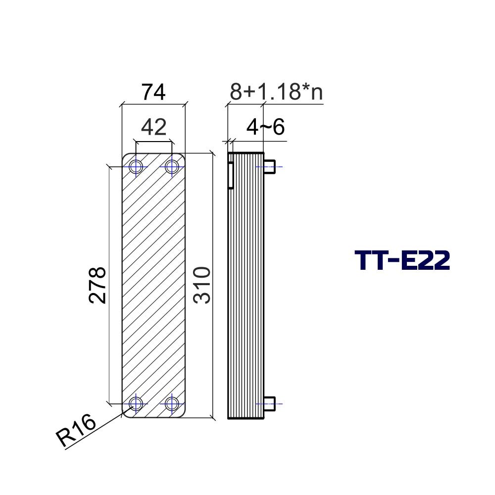 Паяный теплообменник ТТ-E22-22Н-4.5
