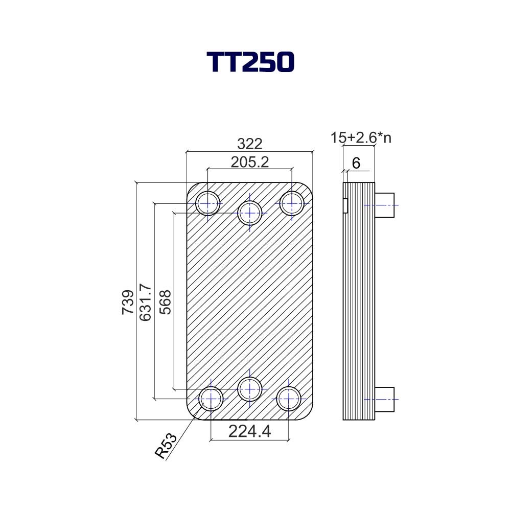 Паяный теплообменник ТТ250EQ-90Н-4.5